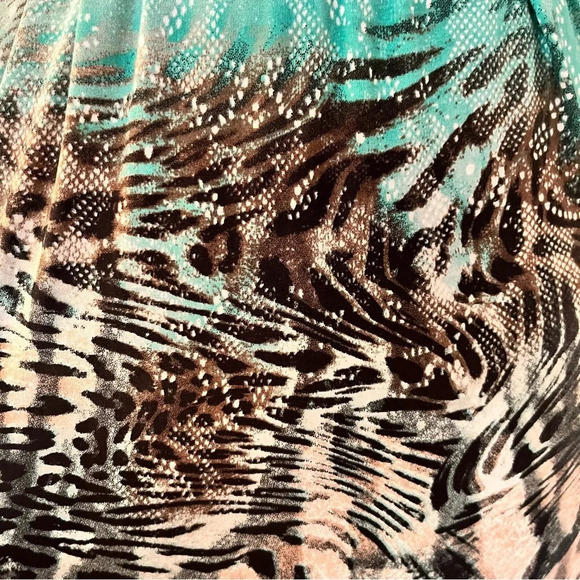 Caio Bella St Tropez Classic Aqua Brown Animal Print Wrap Dress Made in France M - Picture 4 of 7